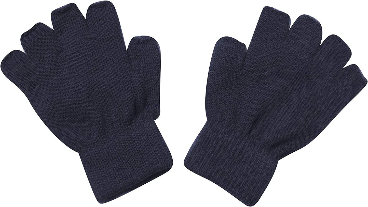 Gravity Threads Unisex Men Women Half Finger Stretchy Knit Fingerless Winter Gloves Apparel & Accessories > Clothing Accessories > Gloves & Mittens Gravity Trading Kids Navy  