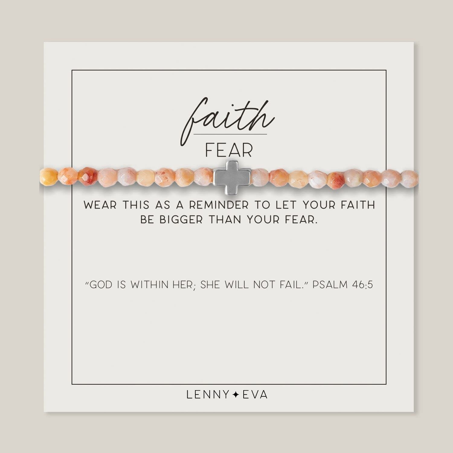 Lenny & Eva Faith over Fear Cross Stretchable Bracelets for Women, Inspirational Jewelry with Message on Card Apparel & Accessories > Jewelry > Bracelets Lenny & Eva Moonstone Silver Bracelet 