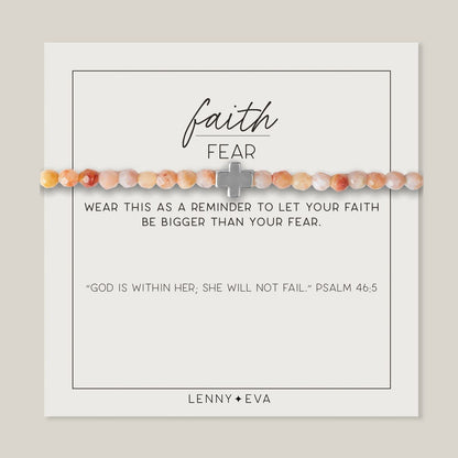 Lenny & Eva Faith over Fear Cross Stretchable Bracelets for Women, Inspirational Jewelry with Message on Card Apparel & Accessories > Jewelry > Bracelets Lenny & Eva Moonstone Silver Bracelet 