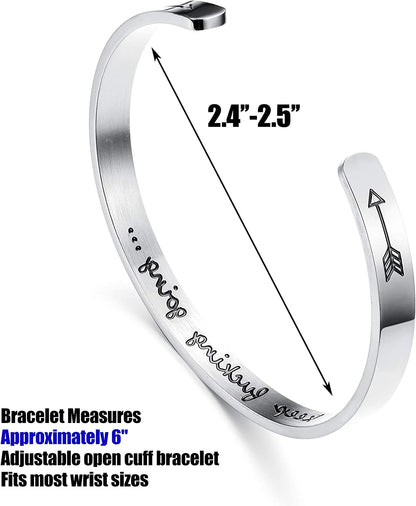 Sllaiss 4 Pcs Inspirational Bracelets Stainless Steel Cuff Bangle Bracelet for Women Men Engraved Motivational Friendship Encouragement Bracelet Graduation Gifts Apparel & Accessories > Jewelry > Bracelets Sllaiss   