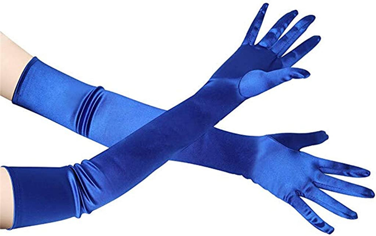Dreamhigh Women'S Evening Party Mittens 21 " Long Black / White Satin Finger Gloves Apparel & Accessories > Clothing Accessories > Gloves & Mittens DreamHigh   