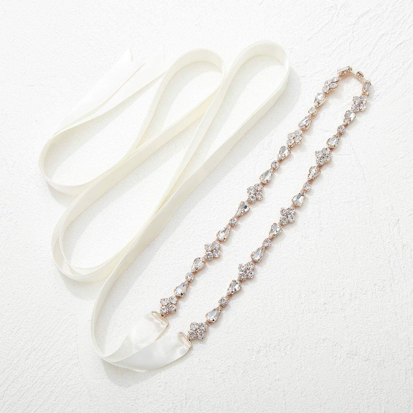 SWEETV Rhinestone Bridal Belt Bridesmaid Sash Crystal Wedding Belt Headband Women Dress Accessories Apparel & Accessories > Clothing Accessories > Belts SWEETV   