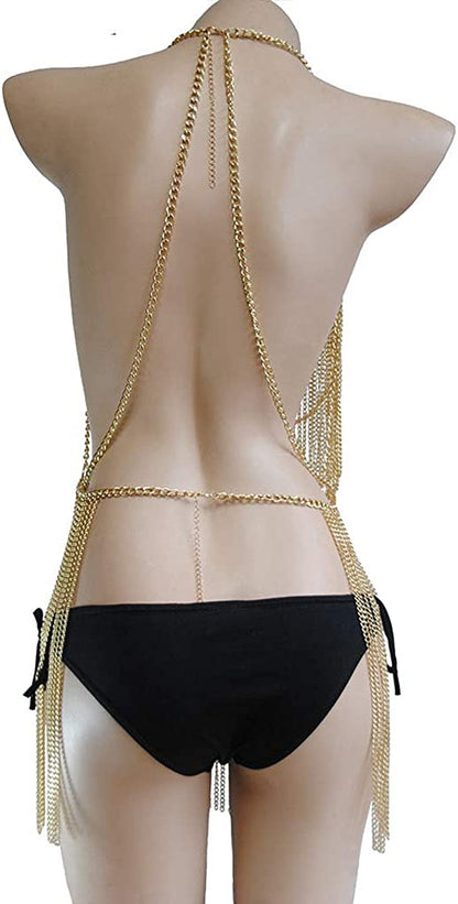 Women'S Metal Body Chain Set Indian Belly Chain Bohemian Jewelry Bikini Halloween Costume Party (Gold) Apparel & Accessories > Jewelry > Body Jewelry Yixin   