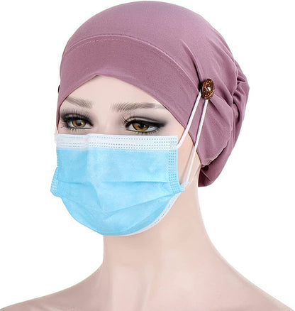 Qianmome 2-4 Pack Beanie with Button for Women Men Nurse,Working Hat,Chemo Caps for Cancer Patients Apparel & Accessories > Clothing Accessories > Headwear Qianmome   