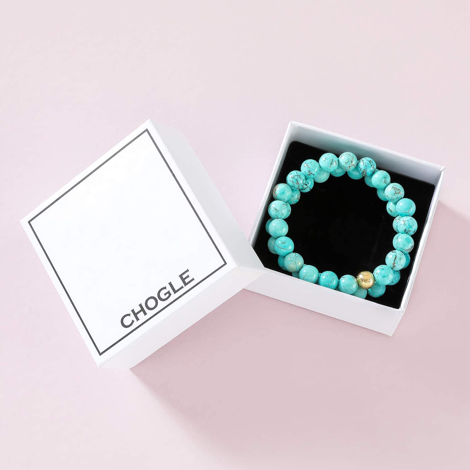 CHOGLE Gemstone Beaded Bracelets for Women - Semi Precious 8Mm round Natural Stone Beads Bracelet - Stretch Strand Bracelet for Girls Apparel & Accessories > Jewelry > Bracelets CHOGLE   
