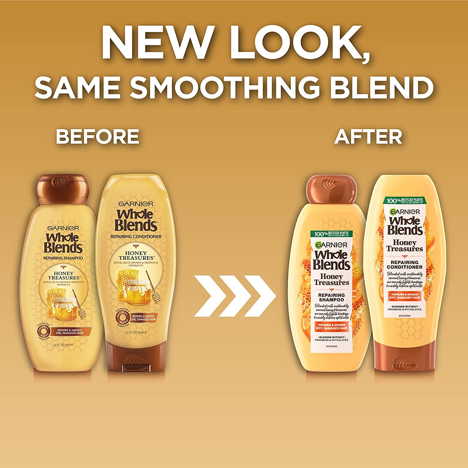 Garnier Whole Blends Honey Treasures Repairing Shampoo and Conditioner, for Dry, Damaged Hair, 22 Fl Oz Ea, 1 Kit (Packaging May Vary) Health & Beauty > Personal Care > Hair Care Garnier   