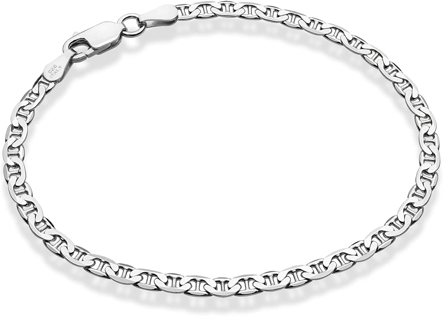 Miabella 925 Sterling Silver Italian 3Mm, 4Mm Solid Diamond-Cut Mariner Link Chain Anklet Ankle Bracelet for Women, Made in Italy Apparel & Accessories > Jewelry > Anklets Miabella Width 3mm Length 11 Inches (Large) 