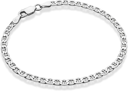 Miabella 925 Sterling Silver Italian 3Mm, 4Mm Solid Diamond-Cut Mariner Link Chain Anklet Ankle Bracelet for Women, Made in Italy Apparel & Accessories > Jewelry > Anklets Miabella Width 3mm Length 11 Inches (Large) 