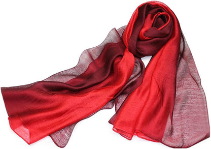 SNUG STAR Cotton Silk Scarf Elegant Soft Wraps Color Shade Scarves for Women Apparel & Accessories > Clothing Accessories > Scarves & Shawls SNUG STAR Red  