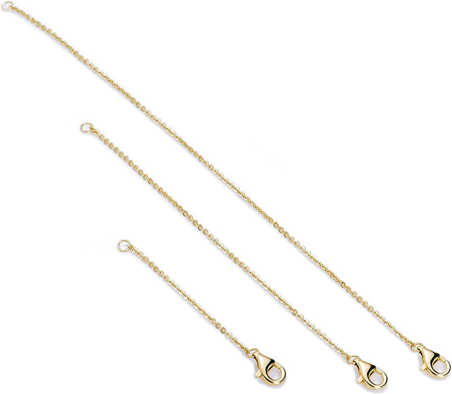 Meow Star Necklace Extender Sterling Silver Necklace Extenders Gold Chain Extenders for Necklaces Extender for Bracelet Anklet Set 2", 3", 4", and 6" Apparel & Accessories > Jewelry > Anklets Meow Star Gold Plated Set 2", 4", 6"  