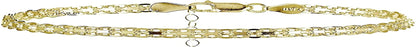 Hoops & Loops 925 Sterling Silver Bismarck Link Design Chain Anklet Ankle Bracelet for Women Teen Girls Men Apparel & Accessories > Jewelry > Anklets Hoops & Loops Yellow Gold Flashed Silver  