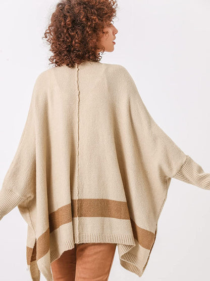 Moss Rose Women'S Open Front Cardigans Striped Batwing Sleeves Oversized Knit Pockets Sweater Coat Apparel & Accessories > Clothing Accessories > Scarves & Shawls KYLIE MAX   