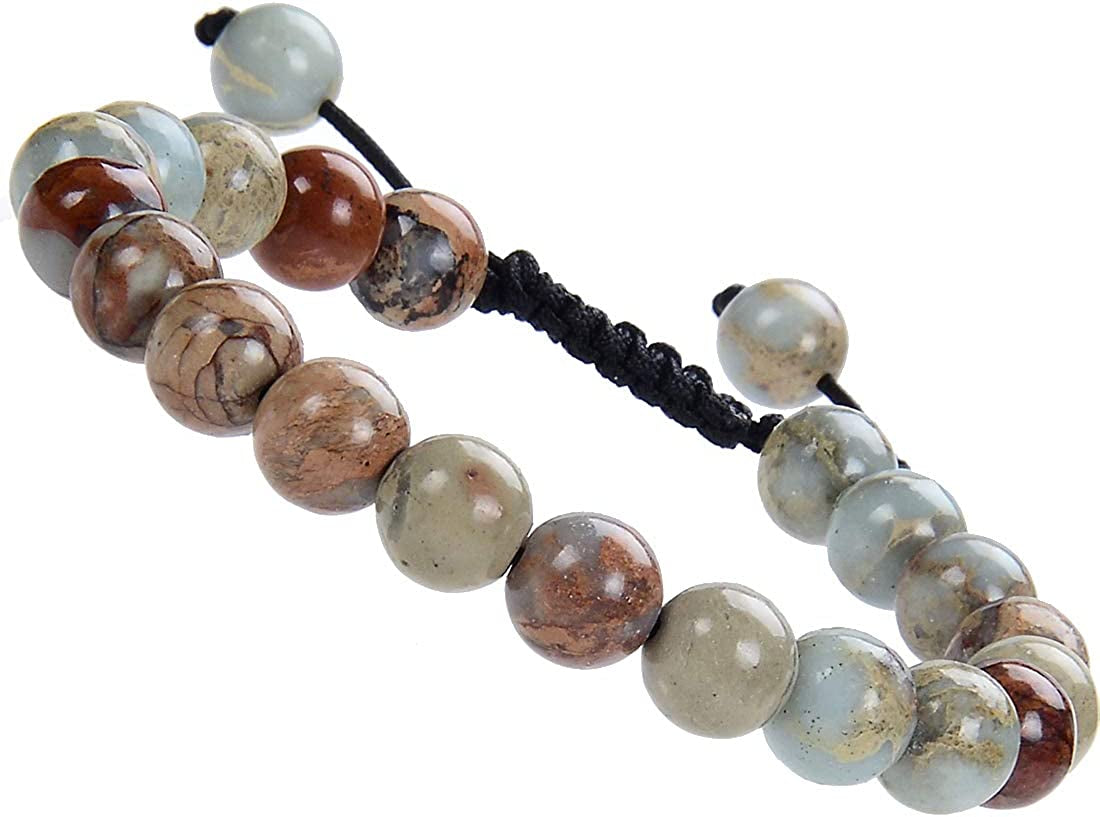 Massive Beads Natural Healing Power Gemstone Crystal Beads Unisex Adjustable Macrame Bracelets 8Mm Apparel & Accessories > Jewelry > Bracelets MASSIVE BEADS Imperial Jasper  