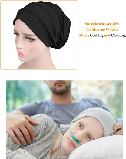 Pleated Chemo Cotton Turban Hat Alopecia Headwear Bald Head Cap for Cancer Covers Women Scarf Apparel & Accessories > Clothing Accessories > Headwear Harewom   