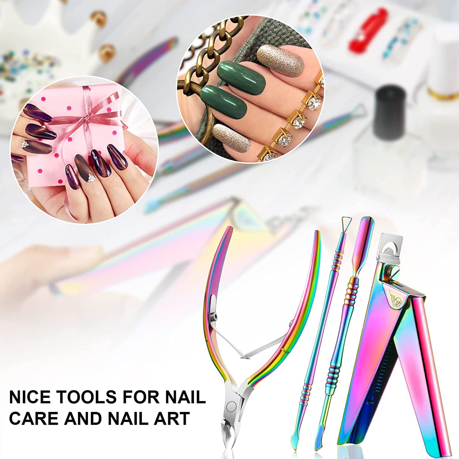 Nail Clippers for Acrylic Nails, Acrylic Nail Clipper, Nail Cutter, False Nail Tips Clipper Set, Stainless Steel Rainbow Color Nail Manicure Set for Salon Home Nail Art (Rainbow Color) Health & Beauty > Personal Care > Cosmetics > Cosmetic Tools > Nail Tools Mudder   