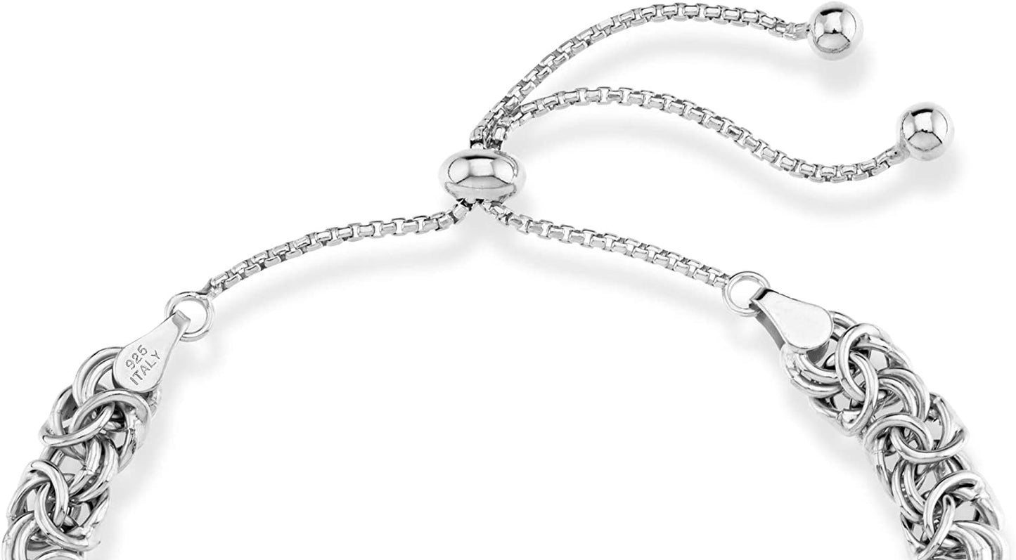 Miabella 925 Sterling Silver Italian Byzantine Bolo Bracelet for Women, Adjustable Bracelet Handmade in Italy Apparel & Accessories > Jewelry > Bracelets Miabella   