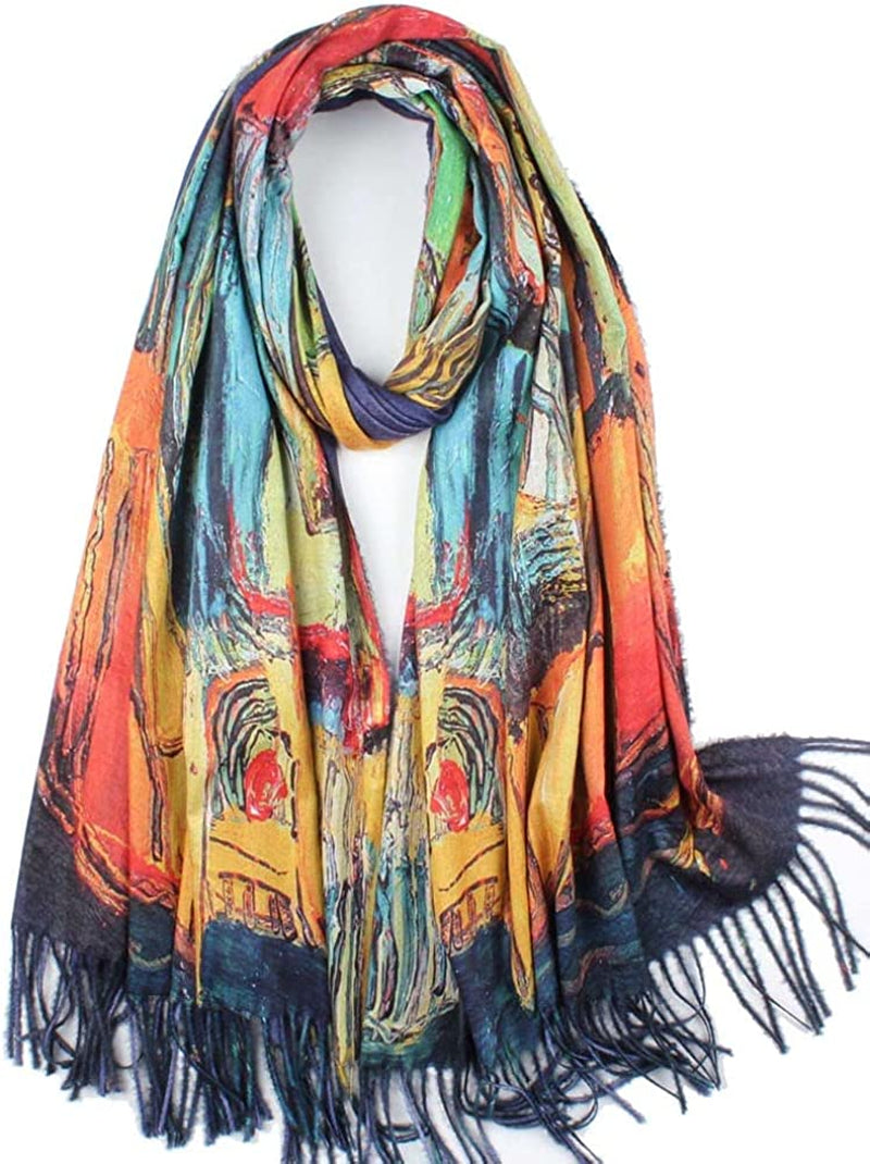Soft Cashmere Feel Scarf for Women Elegant Art Print Winter Warm Scarves Large Shawl Wrap Monet Klimt Van Gogh Gifts Apparel & Accessories > Clothing Accessories > Scarves & Shawls Umjetnost C34  