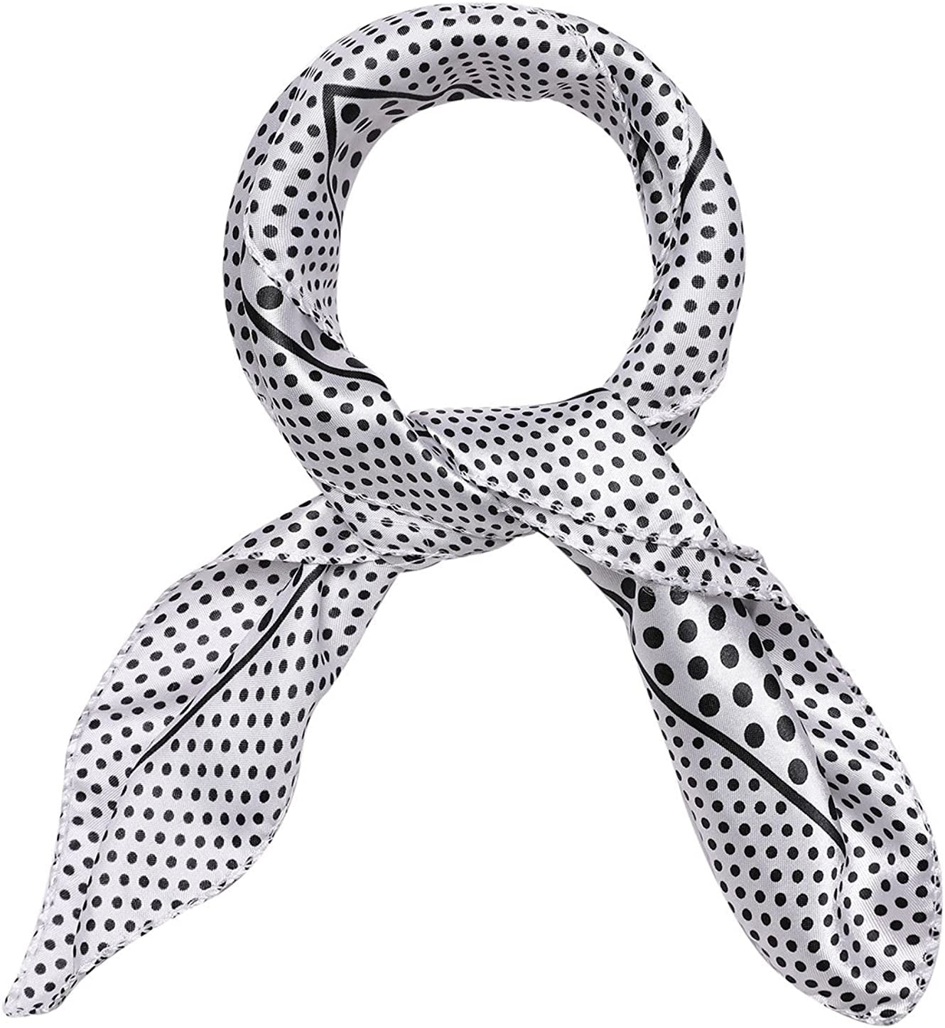 Uxcell Women'S Floral Leopard Polka Dots Striped Print Square Kerchief Neck Scarf Shawl Apparel & Accessories > Clothing Accessories > Scarves & Shawls uxcell White Dots 19.5*19.5 