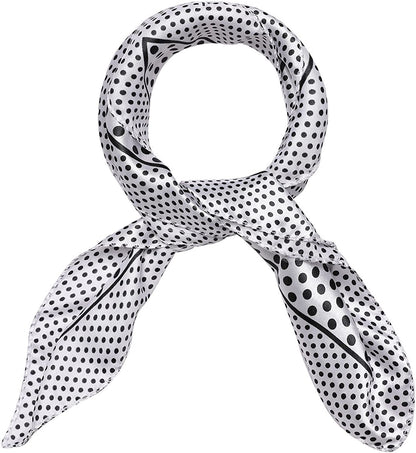Uxcell Women'S Floral Leopard Polka Dots Striped Print Square Kerchief Neck Scarf Shawl Apparel & Accessories > Clothing Accessories > Scarves & Shawls uxcell White Dots 19.5*19.5 