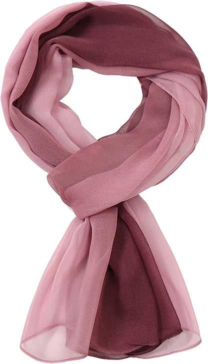 Ombre Silk Scarf Oblong Gradiente Scarves Lightweight Accent Scarfs for Women Apparel & Accessories > Clothing Accessories > Scarves & Shawls Yeieeo Pink and Purple  