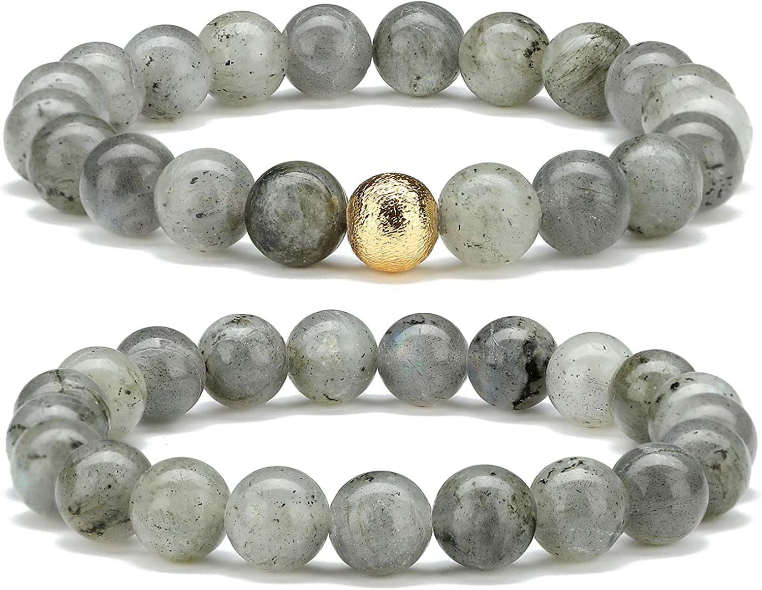 CHOGLE Gemstone Beaded Bracelets for Women - Semi Precious 8Mm round Natural Stone Beads Bracelet - Stretch Strand Bracelet for Girls Apparel & Accessories > Jewelry > Bracelets CHOGLE Labradorite Round 8mm Beads Stretch Bracelet  