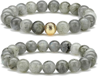 CHOGLE Gemstone Beaded Bracelets for Women - Semi Precious 8Mm round Natural Stone Beads Bracelet - Stretch Strand Bracelet for Girls Apparel & Accessories > Jewelry > Bracelets CHOGLE Labradorite Round 8mm Beads Stretch Bracelet  