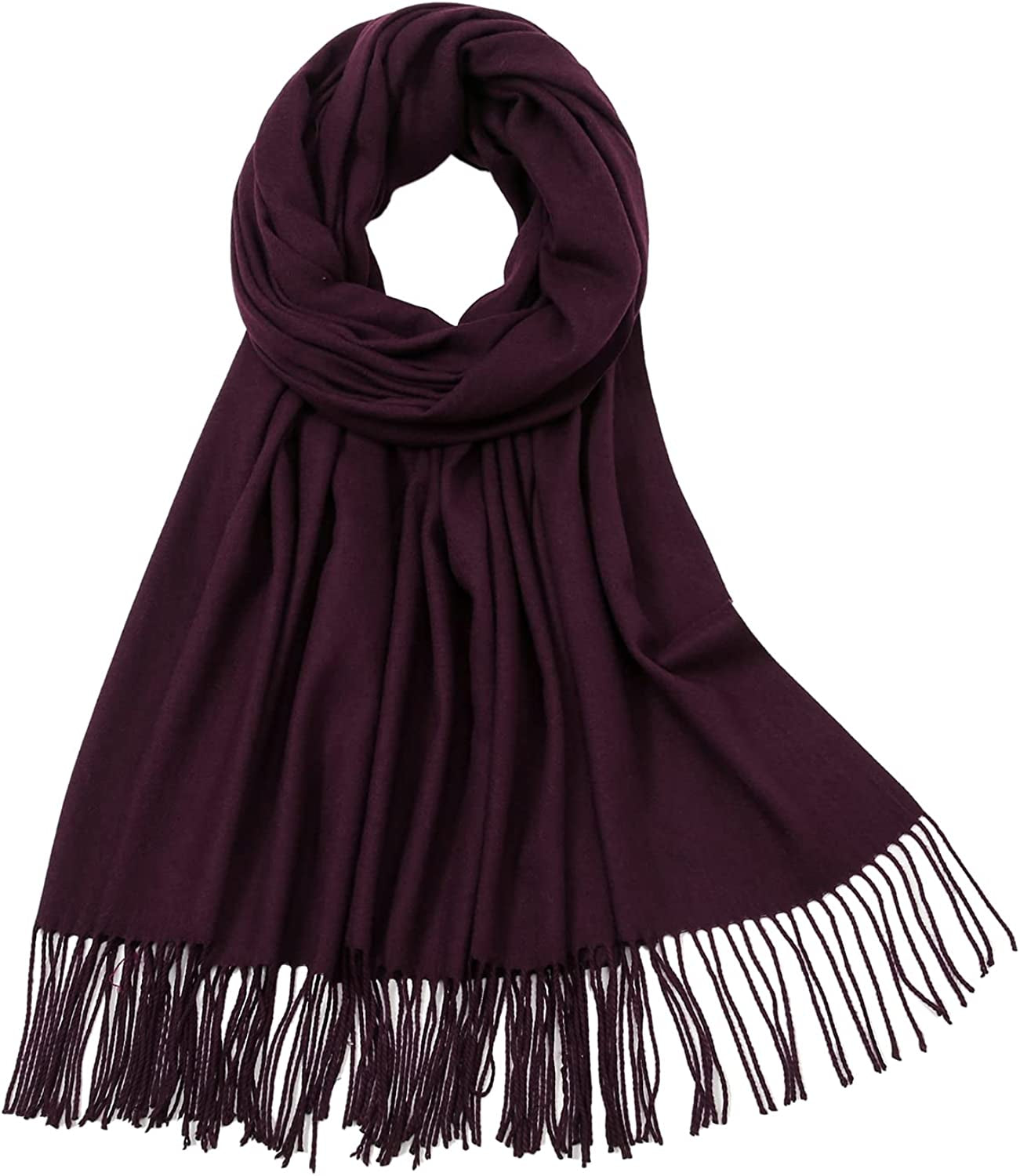 RIIQIICHY Women'S Scarf Pashmina Shawls and Wraps for Evening Dress Bridesmaid Wedding Bridal Winter Warm Long Large Scarves Apparel & Accessories > Clothing Accessories > Scarves & Shawls RIIQIICHY Dark Purple  