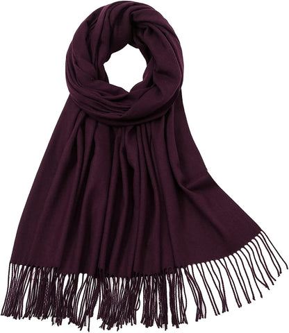 RIIQIICHY Women'S Scarf Pashmina Shawls and Wraps for Evening Dress Bridesmaid Wedding Bridal Winter Warm Long Large Scarves Apparel & Accessories > Clothing Accessories > Scarves & Shawls RIIQIICHY Dark Purple  