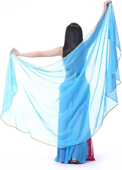 Lightweight Semicircle Chiffon Hand Scarf Belly Dance Costume Outfit Hip Scarf Sequin Trim Shawls Veils Apparel & Accessories > Clothing Accessories > Scarves & Shawls SHOWYOU Navy Blue  