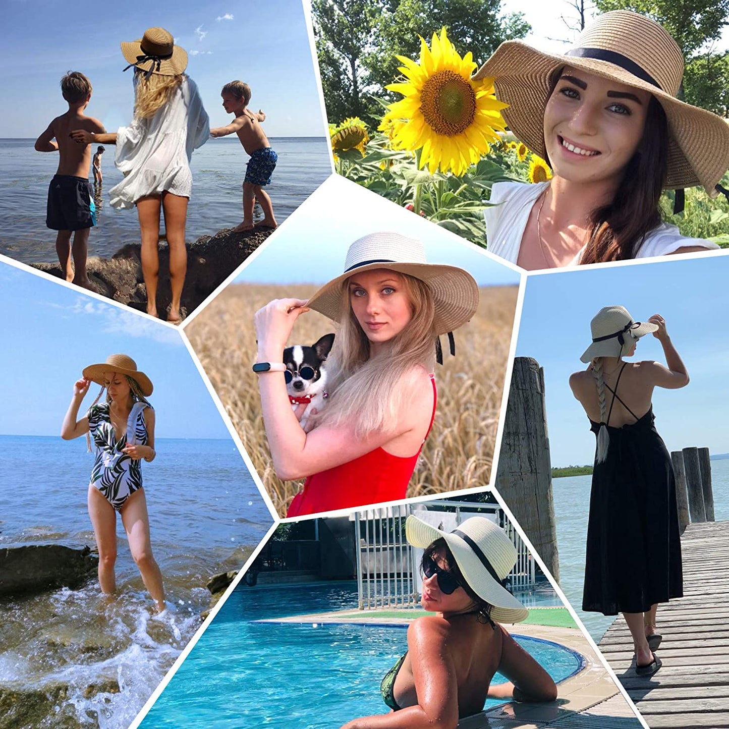 Muryobao Womens Wide Brim Straw Sun Hat Floppy Foldable Roll up Cap UPF 50+ Summer Beach Hats Apparel & Accessories > Clothing Accessories > Hats Muryobao   