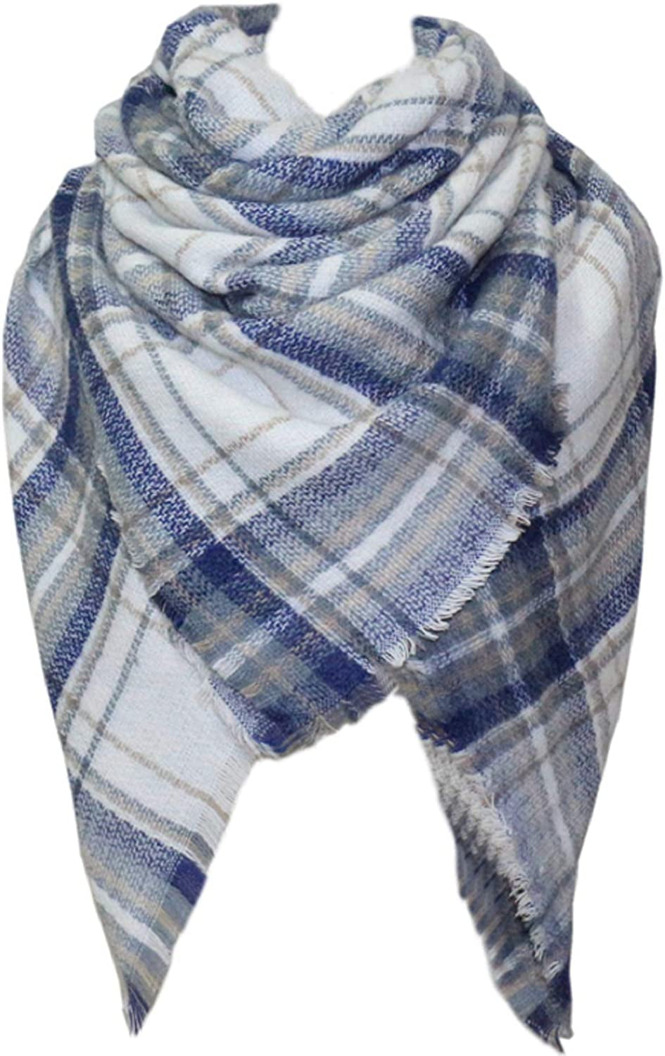 Plaid Scarf Soft Warm Tartan Shawl Cape Blanket Scarves Fashion Wrap Apparel & Accessories > Clothing Accessories > Scarves & Shawls vxsvxm White  