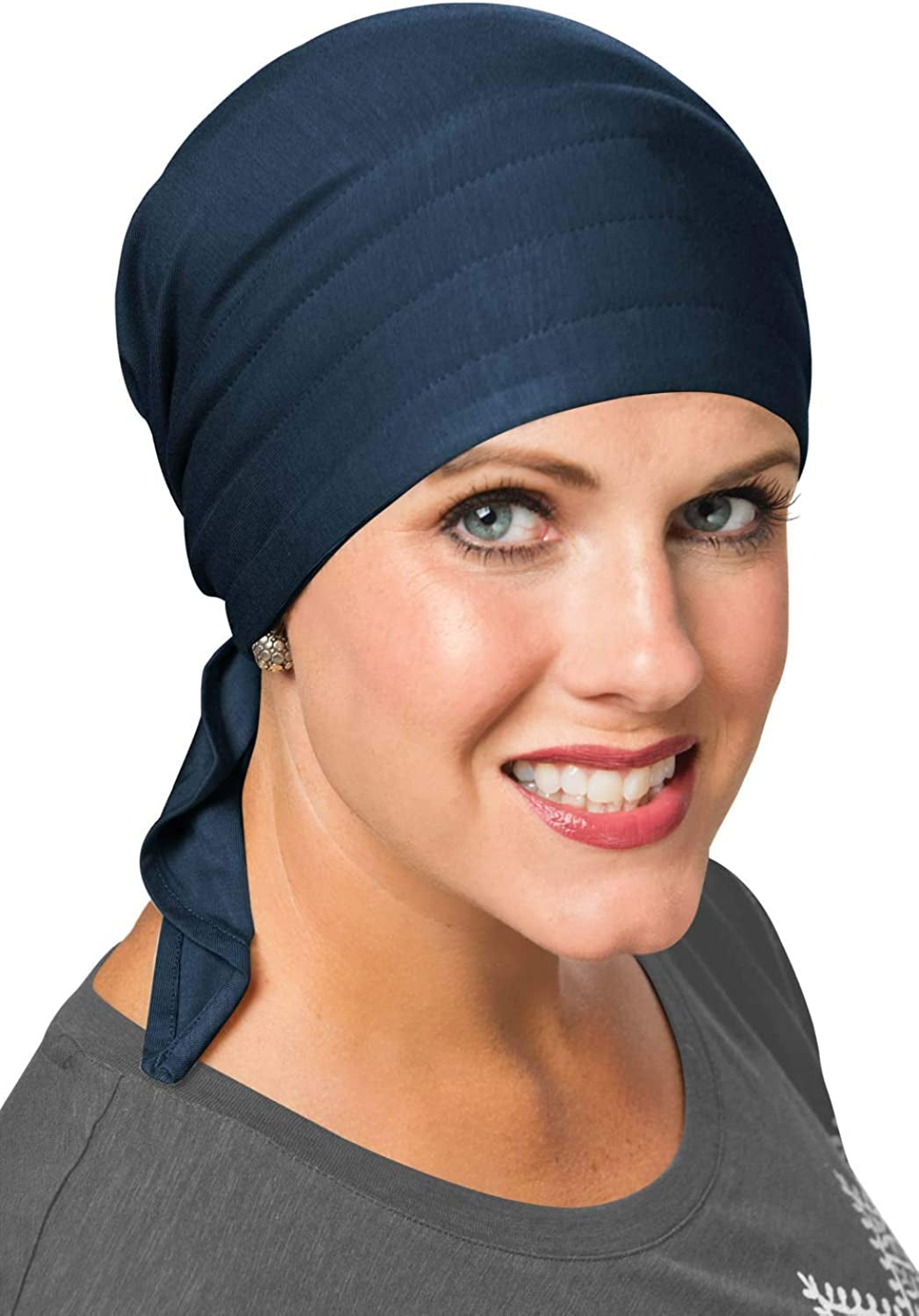 Cardani Instant Tie Headscarf - Padded Easy Tie Triangle Scarf in Luxury Viscose from Bamboo Apparel & Accessories > Clothing Accessories > Headwear Cardani Midnight Blue One Size 
