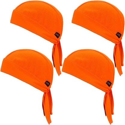 Sweat Wicking Doo Rag Cooling Dew Rag Helmet Liner Hat Large Motorcycle Head Wrap Bandana Skull Caps for Men and Women Apparel & Accessories > Clothing Accessories > Bandanas & Headties JHYWELL Fluorescent Orange  