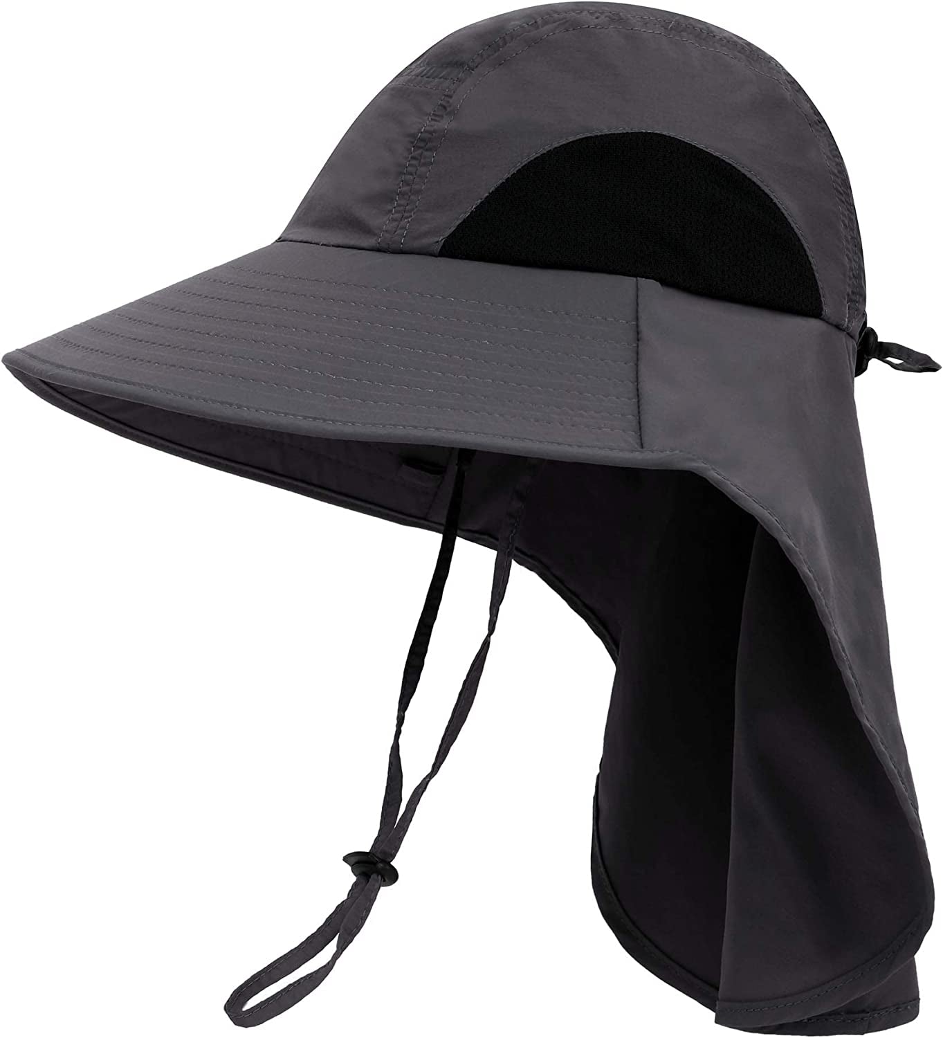Toppers Womens Mens Sun Hat Rollable UPF 50+ Wide Brim Gardening Hat with Neck Flap Apparel & Accessories > Clothing Accessories > Hats Toppers Unisex_dark Grey  