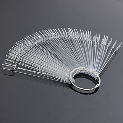 Beauticom® 50 Clear Acrylic False Tip Sticks with Metal Ring Holders Fan-Shaped Nail Art Display Chart Practice Tips Tool - 50 Tips Health & Beauty > Personal Care > Cosmetics > Cosmetic Tools > Nail Tools Beauticom   