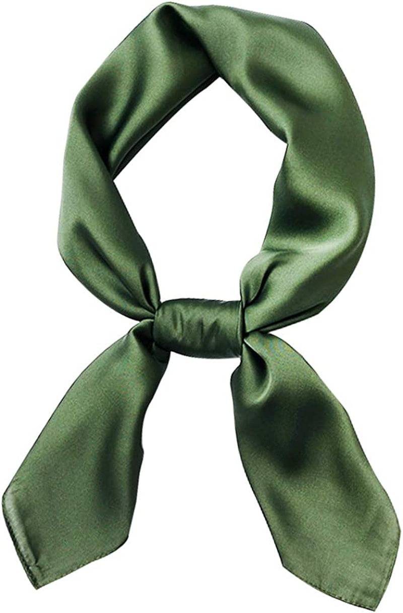 Women'S Fashion Soft Large Satin Square Chiffon Polyester Scarf Set Head Neck Multiuse Solid Colors Available Apparel & Accessories > Clothing Accessories > Bandanas & Headties Persmileful Dark Green  