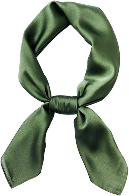 Women'S Fashion Soft Large Satin Square Chiffon Polyester Scarf Set Head Neck Multiuse Solid Colors Available Apparel & Accessories > Clothing Accessories > Bandanas & Headties Persmileful Dark Green  