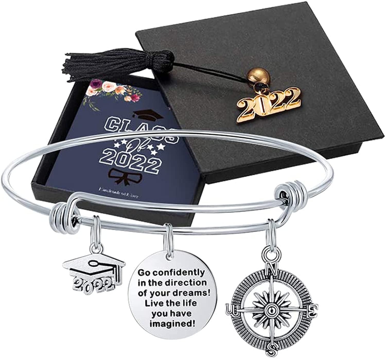 M MOOHAM Graduation Gifts for Her 2022, Senior Class of 2022 High School College Graduation Gifts for Women Girls Friend Daughter, Inspirational Graduation Bracelet Jewelry Apparel & Accessories > Jewelry > Bracelets M MOOHAM H -Go Confidently in the Direction of your Dreams,Live the life you have Imagined!  