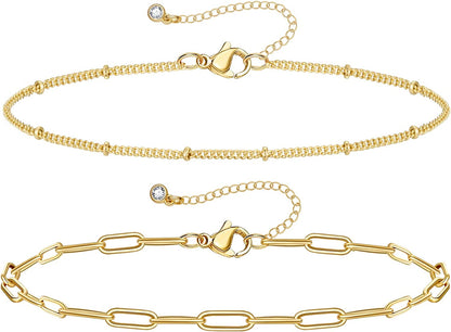 Kissyan Gold Layered Ankle Bracelets for Women, Dainty 14K Gold Plated Layering Anklets Set Adjustable Fashion Cuban Link Snake Tennis Chain Ankles Summer Beach Foot Jewelry Gifts for Women Girls Apparel & Accessories > Jewelry > Anklets KissYan J-Gold  
