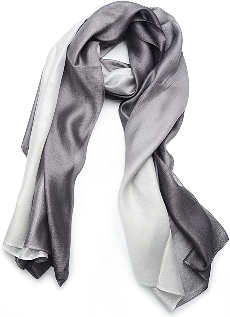 SNUG STAR Cotton Silk Scarf Elegant Soft Wraps Color Shade Scarves for Women Apparel & Accessories > Clothing Accessories > Scarves & Shawls SNUG STAR Gradient - Dark Grey  