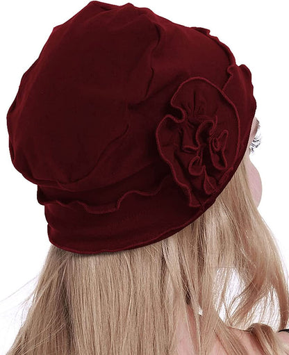 Osvyo Chemo Headwear Turban Cap for Women - Cancer Beanie Hair Loss Sealed Packaging Apparel & Accessories > Clothing Accessories > Headwear osvyo Cotton-cherry One Size 