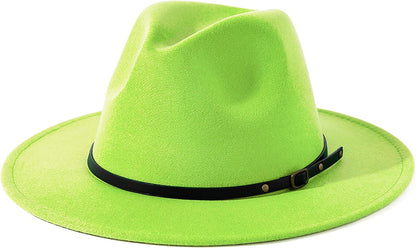 Lisianthus Women Belt Buckle Fedora Hat Apparel & Accessories > Clothing Accessories > Hats Lisianthus Bright-green  
