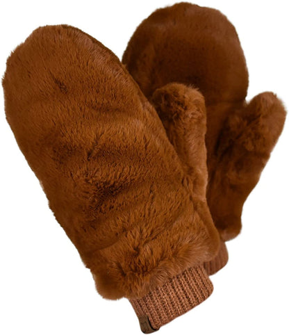 C.C Women'S Faux Fur Wrist Length Fingerless Sherpa Lined Convertible Mittens Gloves Apparel & Accessories > Clothing Accessories > Gloves & Mittens C.C Coffee  