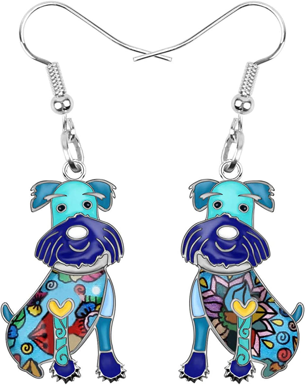 NEWEI Enamel Alloy Cut Sitting Schnauzer Dog Earrings Drop Dangle Unique Fashion Animal Jewelry for Women Girls Gift Apparel & Accessories > Jewelry > Earrings NEWEI Blue  