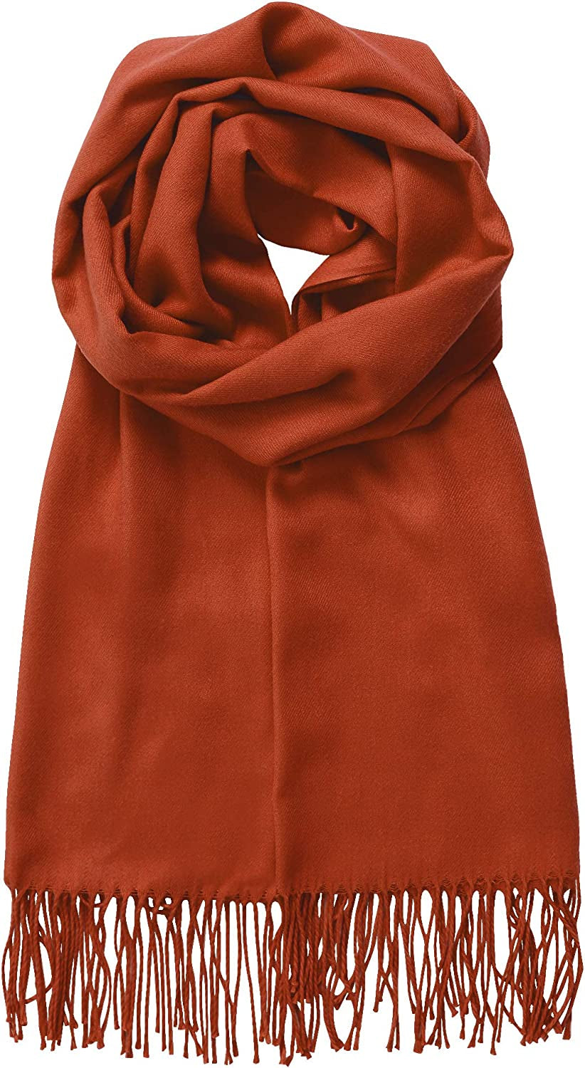 Made by Johnny Unisex Large Lightweight Soft Silky Real Cashmere Shawl Wrap Scarf Apparel & Accessories > Clothing Accessories > Scarves & Shawls Made By Johnny Wsk2091_rust One_Size 