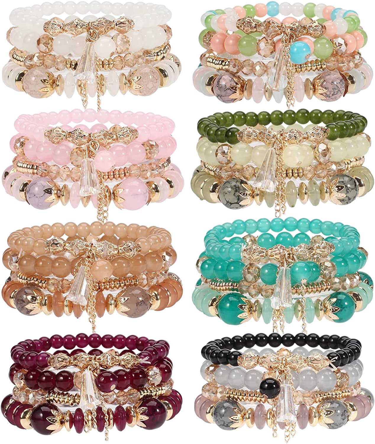 Solosoya Bohemian Boho Stackable Bracelets for Women Set, Girls Stretch Multilayer Stack Beads Colorful Beaded Charm Bracelets Girl Handmade Jewelry Apparel & Accessories > Jewelry > Bracelets Solosoya Color V  