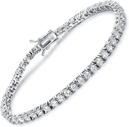 TIKJE 925 Sterling Silver 2-7Mm Cubic Zirconia Classic Tennis Bracelet | White Gold Bracelets for Women | Size 6-8.5 Inches Apparel & Accessories > Jewelry > Bracelets TIKJE 3mm-7inch  