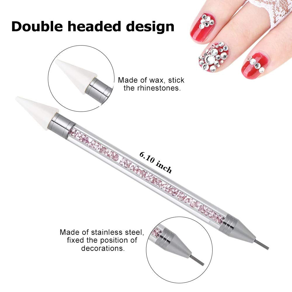 Nail Rhinestone Picker Dotting Tool with Extra 2 Wax Head, Dual-Ended DIY Nail Art Tool with Pink Acrylic Handle Health & Beauty > Personal Care > Cosmetics > Cosmetic Tools > Nail Tools HiMo   