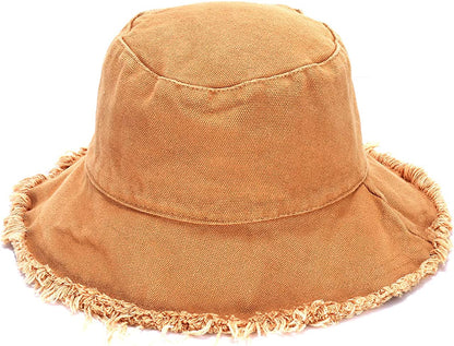 Boderier Sun Hats for Women Summer Casual Wide Brim Cotton Bucket Hat Beach Vacation Travel Accessories Apparel & Accessories > Clothing Accessories > Hats boderier Khaki  