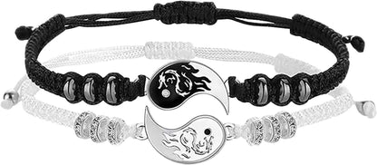 Link Chain Bracelets for Women Men Best Friend Bracelets 2 Matching Yin and Yangs Adjustable Rope Bracelets for Friendship Relationship Boyfriend Trendy Dainty Simple Fashion Style (A, One Size) Apparel & Accessories > Jewelry > Bracelets Generic   